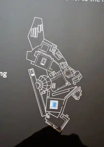 Blueprint or the engineering drawing of the Pergamon altar, located at the Pergamon museum.
